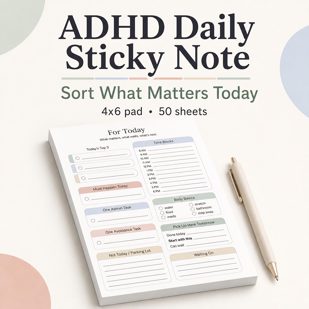 ADHD Daily Task Pad, Stop Overwhelm to Do List, Top 3 Priority Notepad ...