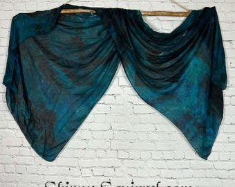 Dark teal and black silk belly dance veil and cover up