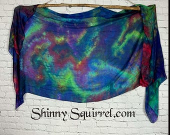 The bright rainbow silk belly dance veil and cover up