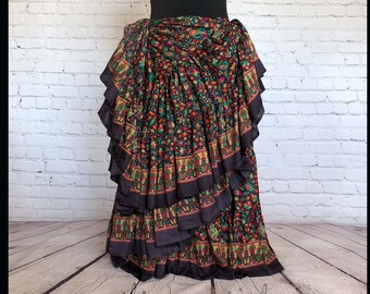 Black Pashmina 25 yard belly dance skirt/Padma/belly dance/4 tiered/renaissance fair/gypsy/bohemian