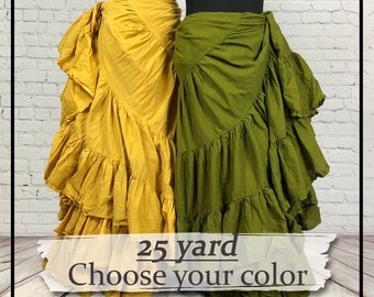 25 yard solid color-cotton-choose your color-belly dance skirt-gypsy-renaissance-bohemian-bellydance-4 tiered-ATS-tribal