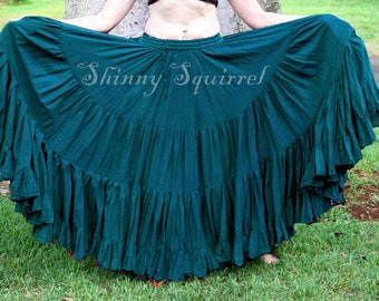 Dark teal green,Tribal belly dance skirt, 25 or 32 yard, cotton ,ATS, fusion, belly dance skirt, bohemian,renaissance