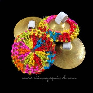 Bright rainbow Belly dance zill covers, zill muffler, ziffler, finger cymbal cover- NORMAL SIZE