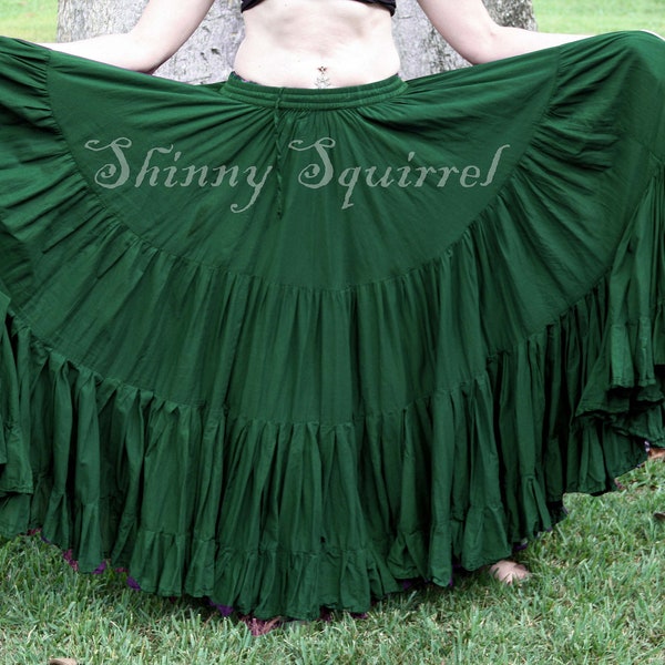 forest green,Tribal belly dance skirt, 25 or 32 yard, cotton ,ATS, fusion, belly dance skirt, bohemian,renaissance