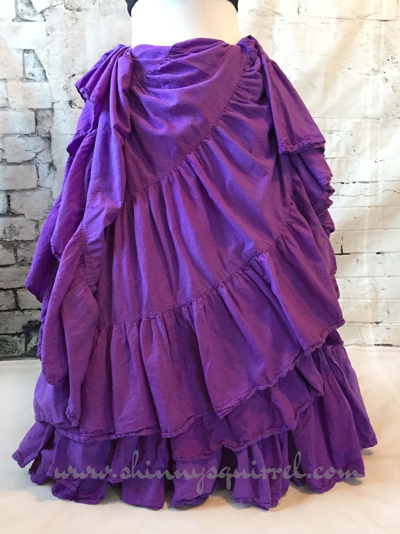 Royal purplesolid color 25 or 32 yard4 tieredcottonruffle belly dance skirtgypsyrenaissancebohemian