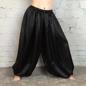  Belly Dance Satin Harem Pants - Black : Clothing, Shoes &  Jewelry