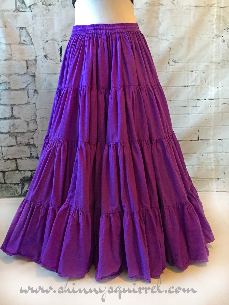 Royal purplesolid color 25 or 32 yard4 tieredcottonruffle belly dance skirtgypsyrenaissancebohemian