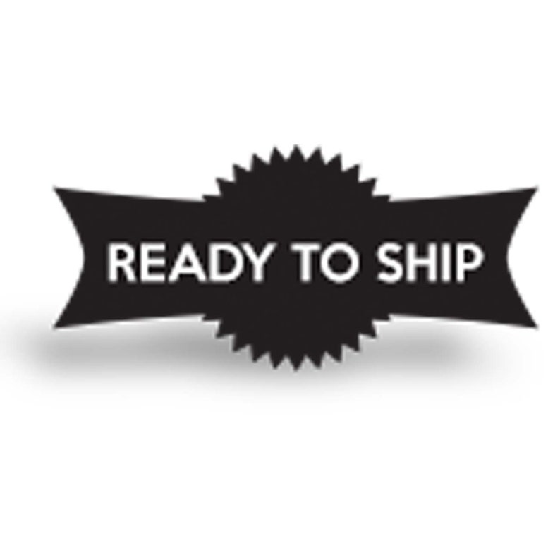May include: Black and white graphic with a starburst design and the text "READY TO SHIP" in white.