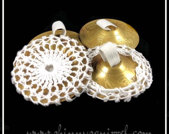 Solid white cotton Belly dance zill covers, zill muffler, ziffler, finger cymbal cover- NORMAL SIZE