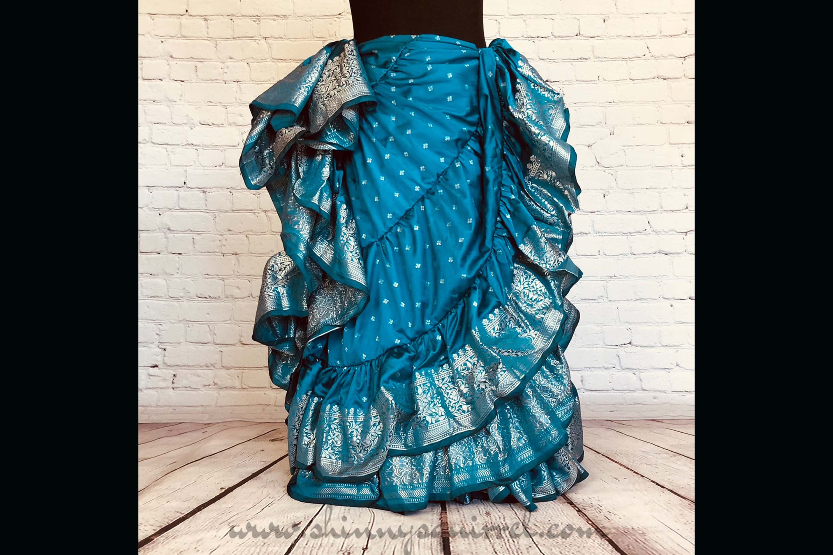 Jupe Turquoise à 5 Volants Superposés - Taille 38/40 - Viscose Légère - Occasion