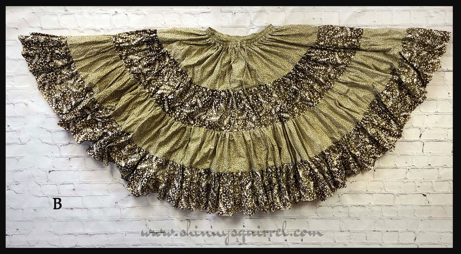 Olive Green Floral Cotton Belly Dance Skirt: 25 Yard Renaissance ...