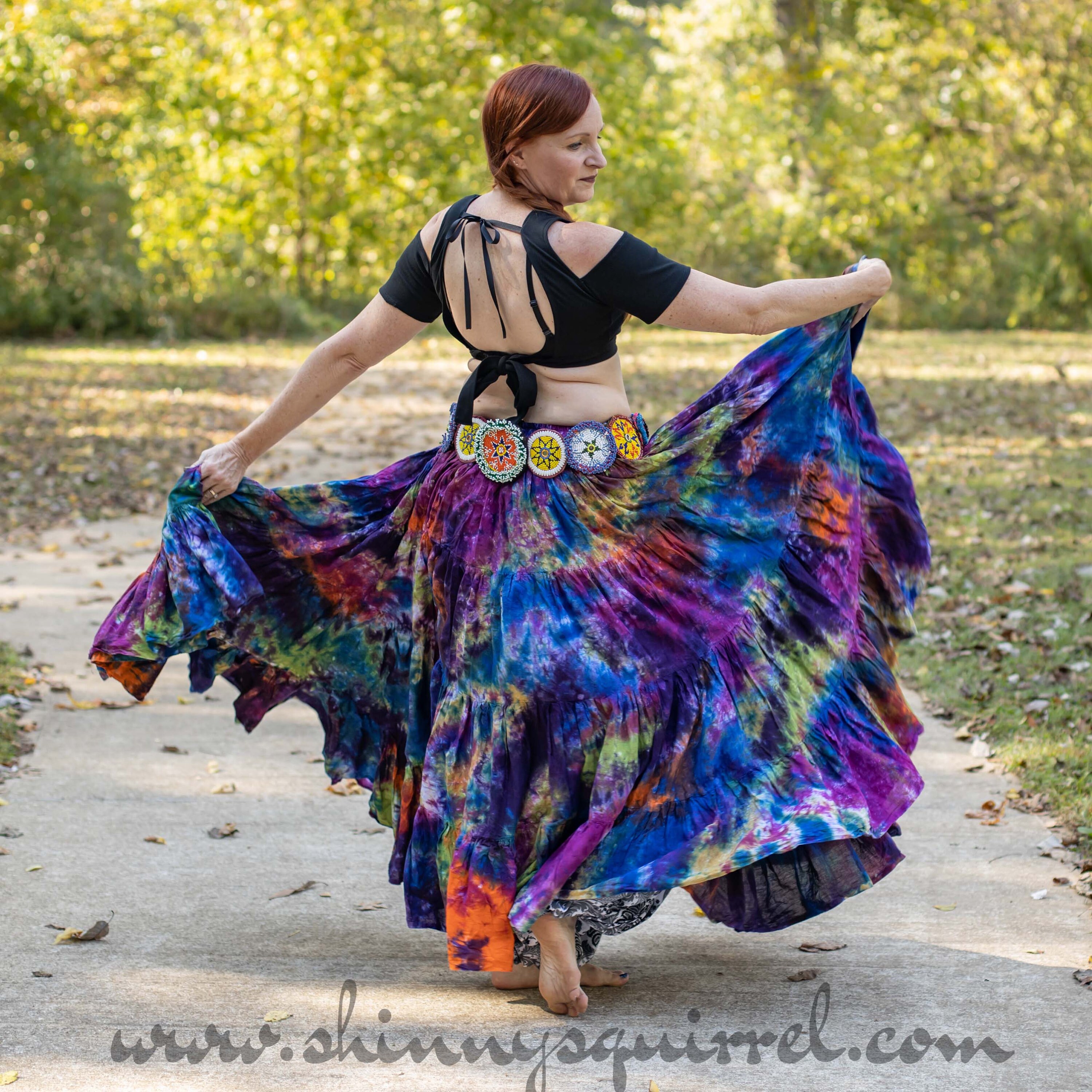 Arco iris oscuro de 25 o 32 yardas tribal falda danza del - Etsy España