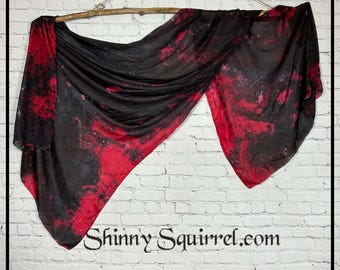 Red and black silk belly dance veil and cover up