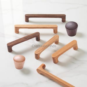 Beech Walnut Wooden Drawer Pulls, Round Cabinet Knobs, Furniture Handles
