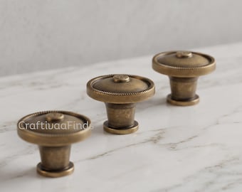 Solid Brass Cabinet Drawer Pulls, Modern Round Dresser Knobs, Furniture Hardware, Kitchen Cupboard Decor