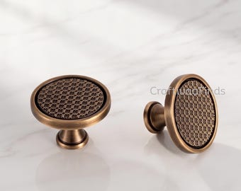 Solid Brass Cabinet Knob, Modern Round Drawer Pull, Decorative Furniture Hardware