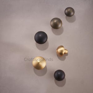Brass Mushroom Cabinet Knobs, Vintage Drawer Pulls, Round Handles, Furniture Hardware