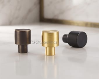 Solid Brass Cabinet Knobs, Art Deco Drawer Pulls, Modern Wardrobe Handles
