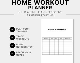 Home Workout Planner PDF | Weekly Workout Schedule | Fitness Planner Printable | Workout Log & Habit Tracker | Home Fitness Journal