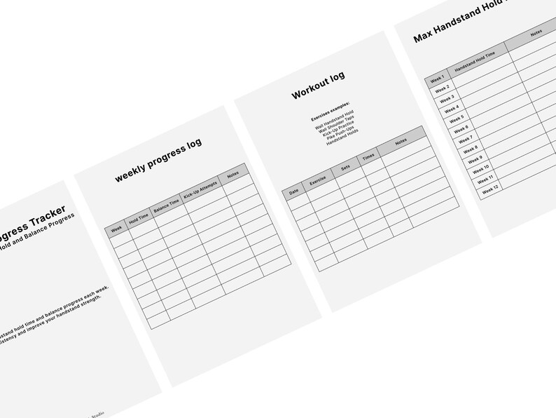 Handstand Progress Tracker Printable | Handstand Training Log | Calisthenics Handstand Tracker | Bodyweight Workout Progress PDF image 4