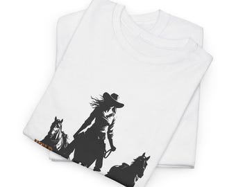 Camiseta Cowboy and Herd | Silhueta do Oeste, design de rancho de rodeio