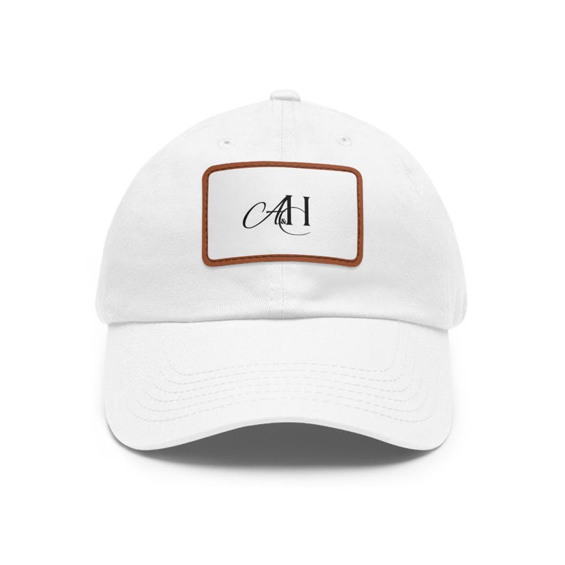 Boné estilo "Dad Hat" com patch de couro, boné de beisebol com patch retangular em relevo | Opção de monograma imagem 1