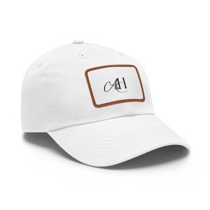 Boné estilo "Dad Hat" com patch de couro, boné de beisebol com patch retangular em relevo | Opção de monograma imagem 2