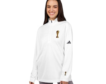 Gold Trophy Embroidered Quarter-Zip Pullover | White Sports Top