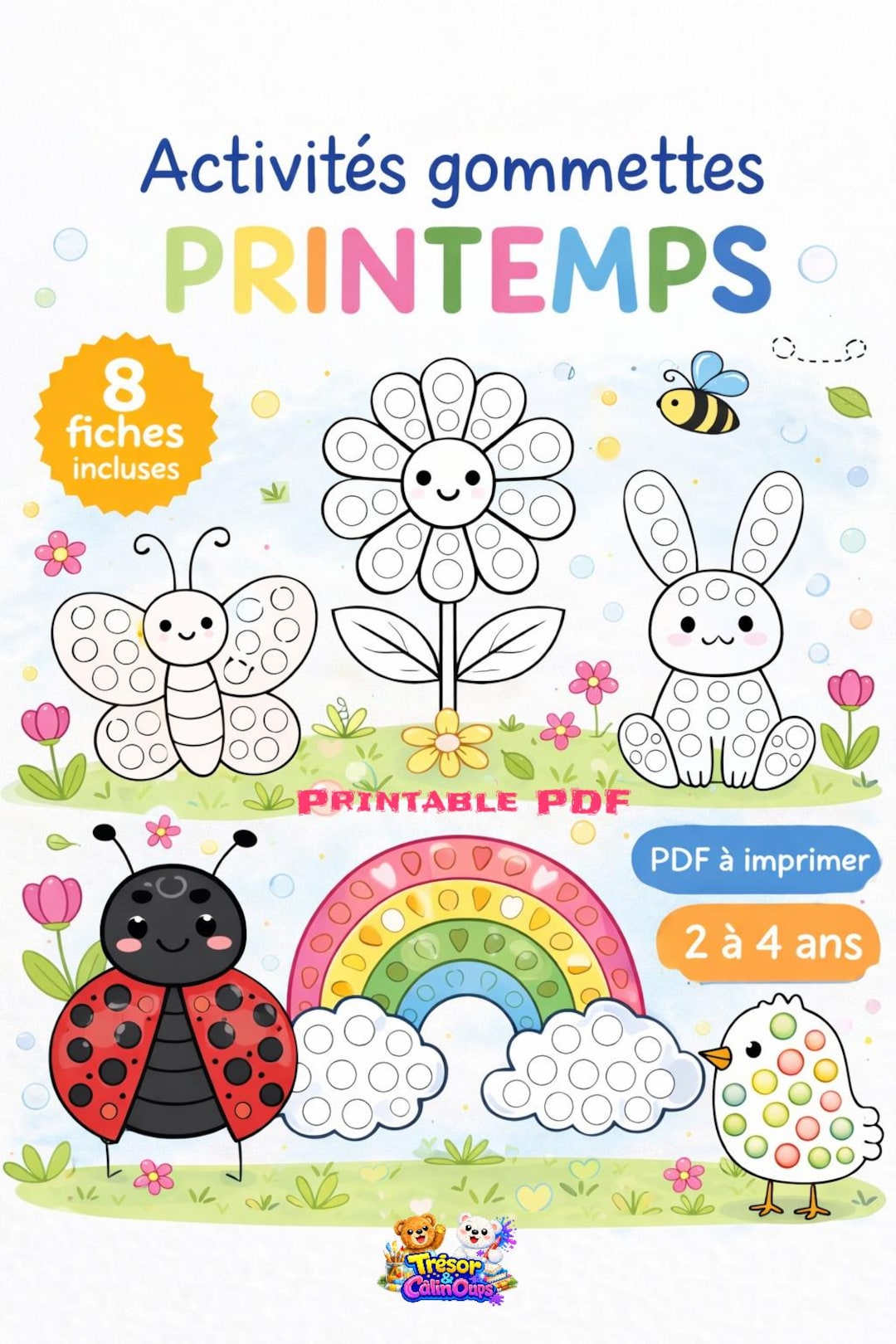 Spring Sticker Activity for Toddlers, 8 Printable Pages, Preschool Busy ...
