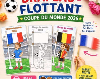 Mundial 2026 - Actividad imprimible de bandera ondeando | PDF A4 Niño y niña