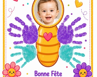 Activité Fête des Mères | Papillon empreintes de mains enfant | Cadeau maman DIY | PDF à imprimer | Activité 2-4 ans