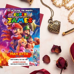 Editable Super Mario Galaxy Movie Ticket Birthday Party Invitation, Super Mario Movie 2026 Ticket Invitation, Printable Mario Movie Party