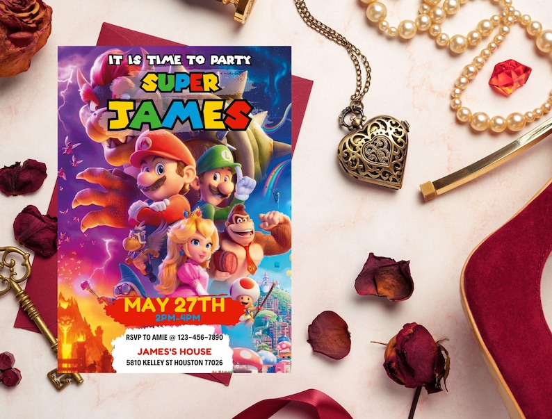 Editable Super Mario Galaxy Movie Ticket Birthday Party Invitation, Super Mario Movie 2026 Ticket Invitation, Printable Mario Movie Party