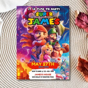 Editable Super Mario Galaxy Movie Ticket Birthday Party Invitation, Super Mario Movie 2026 Ticket Invitation, Printable Mario Movie Party