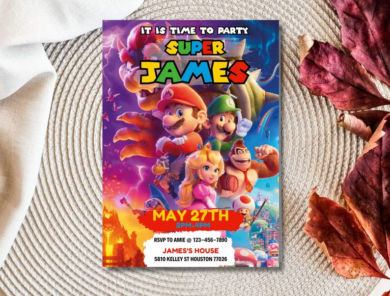 Editable Super Mario Galaxy Movie Ticket Birthday Party Invitation, Super Mario Movie 2026 Ticket Invitation, Printable Mario Movie Party
