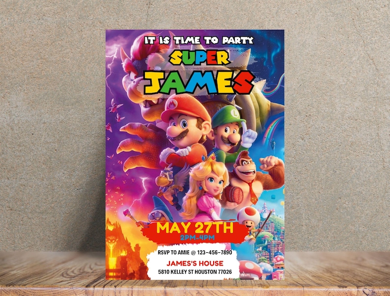 Editable Super Mario Galaxy Movie Ticket Birthday Party Invitation, Super Mario Movie 2026 Ticket Invitation, Printable Mario Movie Party