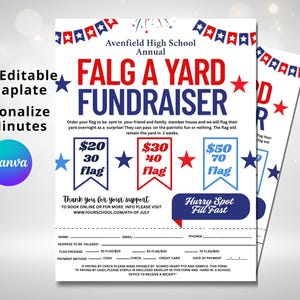 Flyer de collecte de fonds Flag My Yard : modèle patriotique imprimable