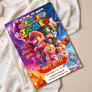 Editable Super Mario Galaxy Movie Ticket Birthday Party Invitation, Super Mario Movie 2026 Ticket Invitation, Printable Mario Movie Party