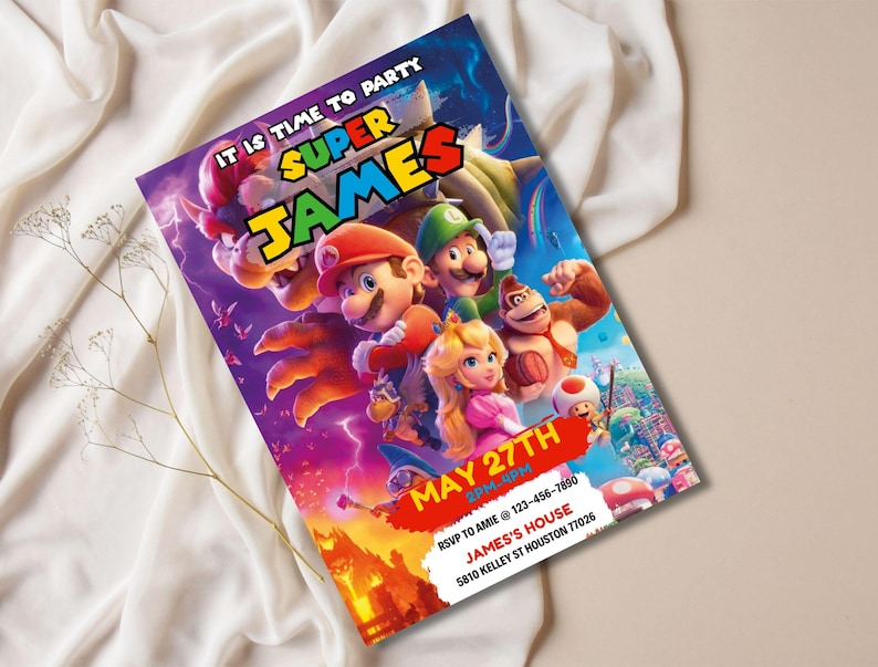 Editable Super Mario Galaxy Movie Ticket Birthday Party Invitation, Super Mario Movie 2026 Ticket Invitation, Printable Mario Movie Party