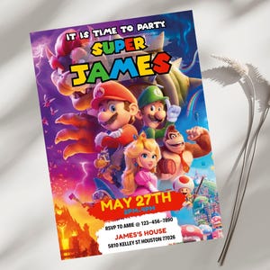Editable Super Mario Galaxy Movie Ticket Birthday Party Invitation, Super Mario Movie 2026 Ticket Invitation, Printable Mario Movie Party