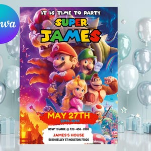Editable Super Mario Galaxy Movie Ticket Birthday Party Invitation, Super Mario Movie 2026 Ticket Invitation, Printable Mario Movie Party