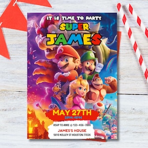 Editable Super Mario Galaxy Movie Ticket Birthday Party Invitation, Super Mario Movie 2026 Ticket Invitation, Printable Mario Movie Party