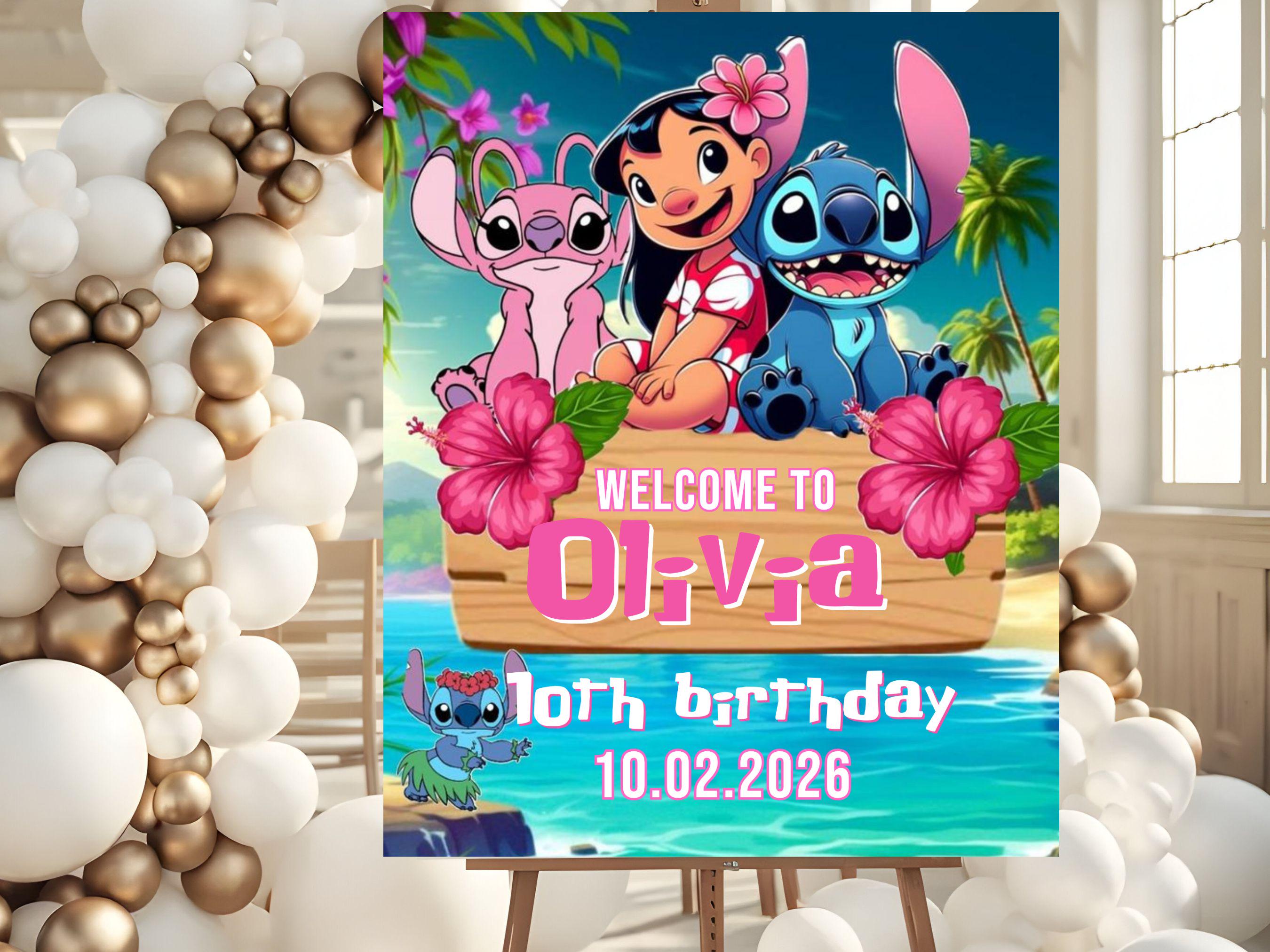 Stitch Welcome Spring Stitch Birthday Welcome Sign, Printable Lilo and Stitch Poster, Kids ...