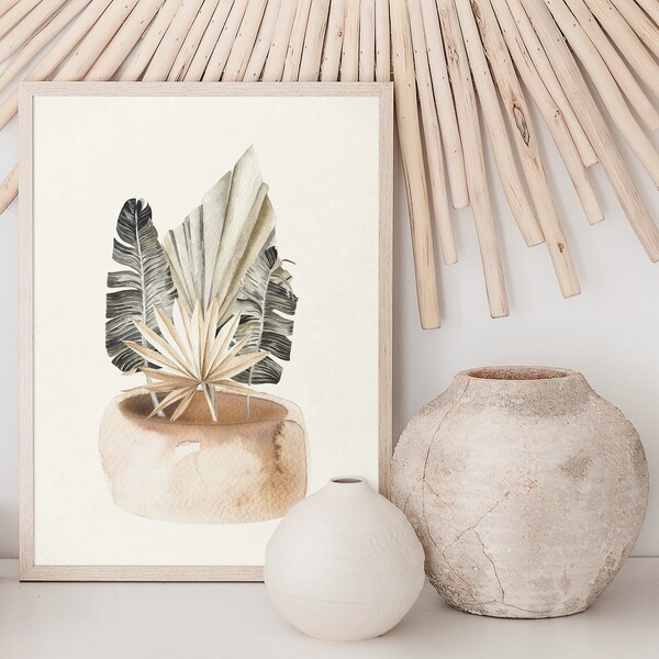 Boho Tropical Print // Dried Palms // DIGITAL DOWNLOAD // 5x7 // 8x10 // Boho Chic Decor // Tropical Plants