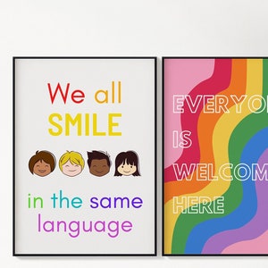 Printable Classroom Posters / 3 DIGITAL PRINTS / Digital Download / Teacher's classroom signs / Diversity, Equality & Inclusion / Colorful