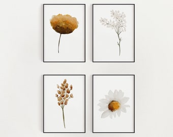 Autumnal Flowers Wall Art / DIGITAL DOWNLOAD / Four Prints / Printable Artwork
