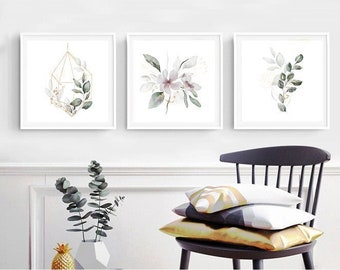 Floral Terranium Wall Decor  / DIGITAL DOWNLOAD / 3 Digital Prints / Printable Wall Art / Neutral Tones / Calming Botanicals