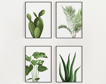 Desert Tropical Wall Art / DIGITAL DOWNLOAD / Printable Wall Decor / Cactus, Palm, Monstera, Aloe / Plant Lover