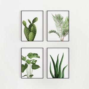 Desert Tropical Wall Art / DIGITAL DOWNLOAD / Printable Wall Decor / Cactus, Palm, Monstera, Aloe / Plant Lover