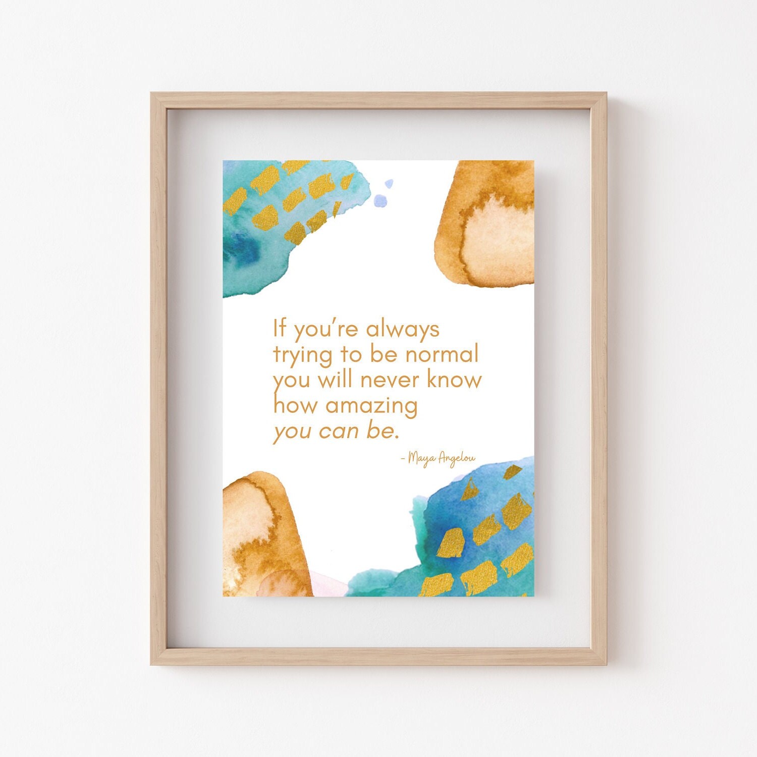 Originality Quote by Maya Angelou With Abstract Orange Blue & - Etsy